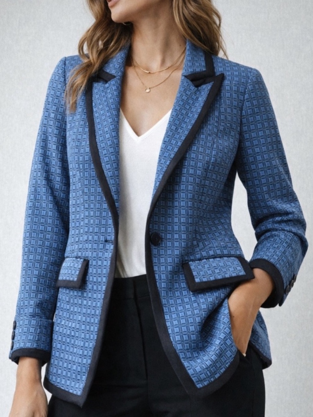 Cabi Blazer Scholarship 6027 Blue Check Size M Nwot
